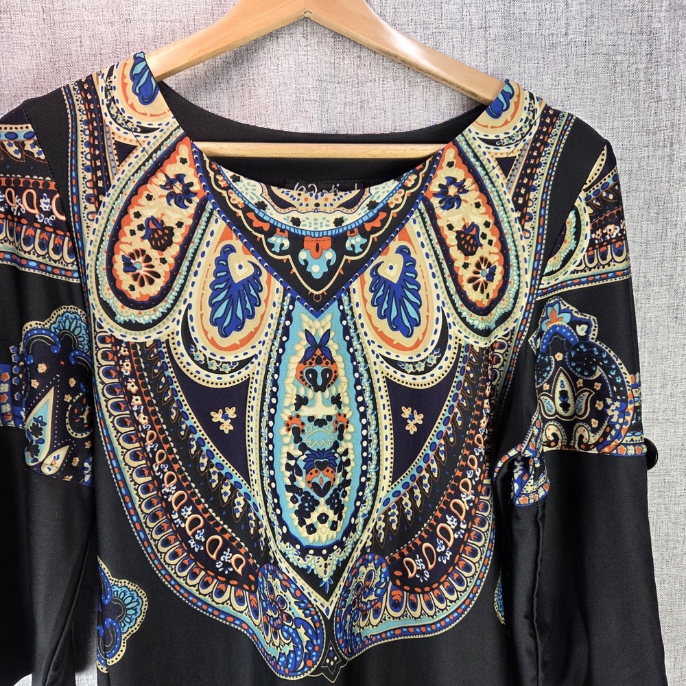 Hypnotized Womens Knit Dress Navy Psychedelic Paisley Small Boho Chic Small